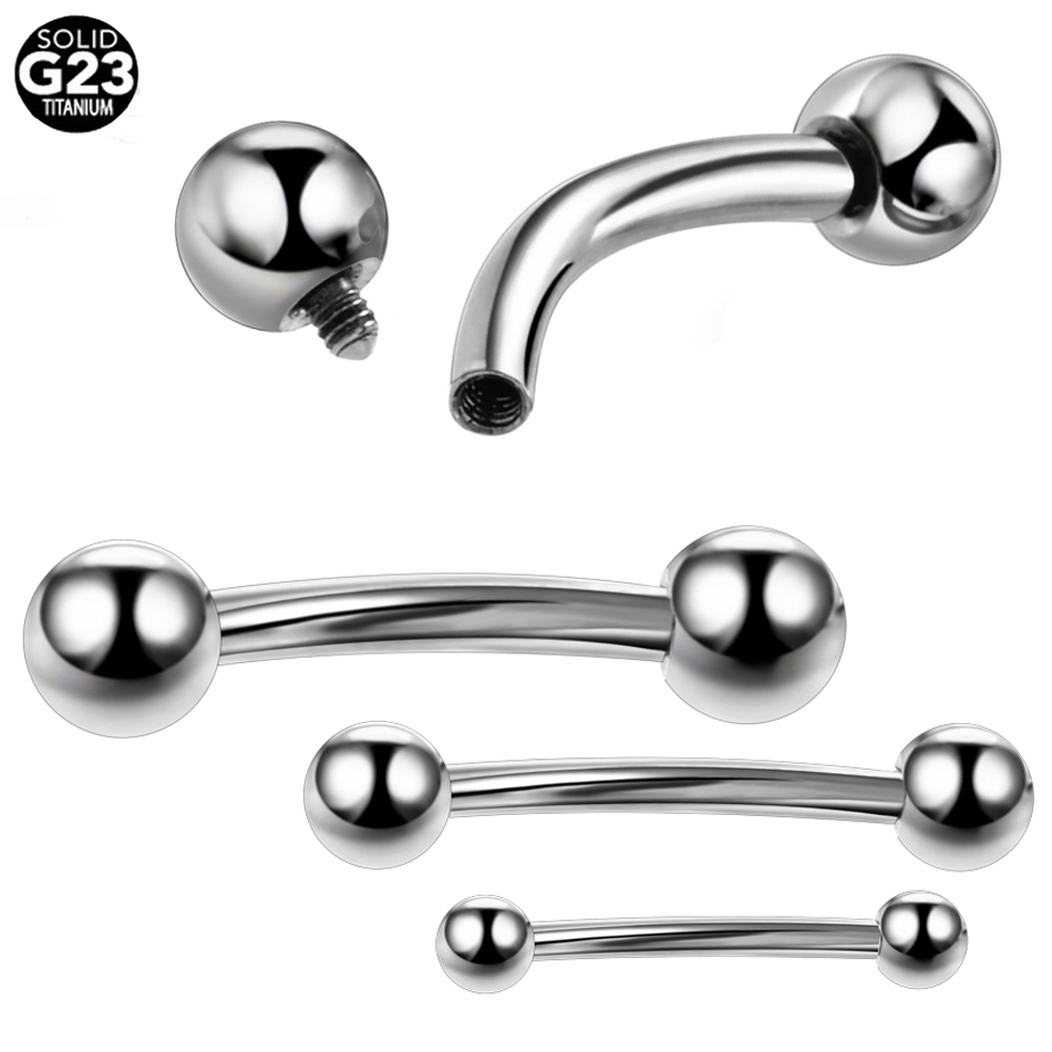 Eyebrow Curved Barbell - 1PC 100% ไทเทเนียมเจาะคิ้วแหวนกล้วย Double Ball โค้ง