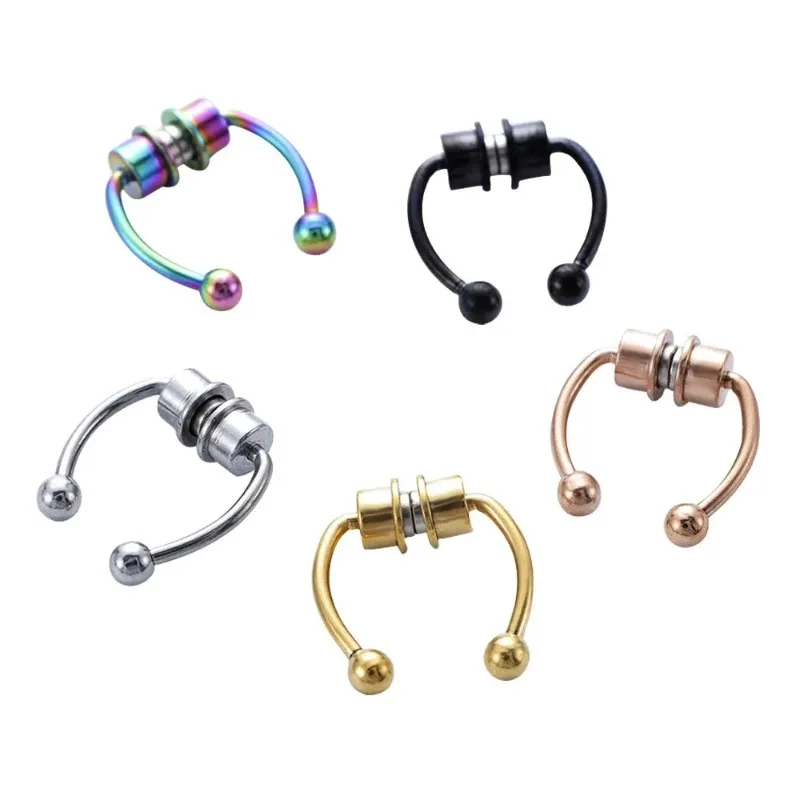 Body Jewelry Nose Ring - 1/2/3 ชิ้น แหวนจมูกแม่เหล็กปลอม แหวนจมูกแบบไม่ต้องเจาะ แหวนกั้นจมูกแบบหนีบ แหวนแม่เหล็กสแตนเลส