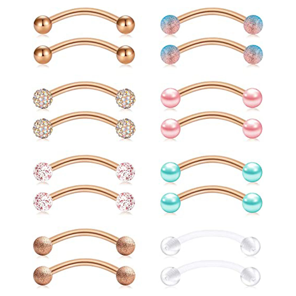 Nipple Bar Curved - 16G สแตนเลสสตีลยาวแหวนจุกนมโค้ง Barbells Pettie Belly แหวนโค้ง