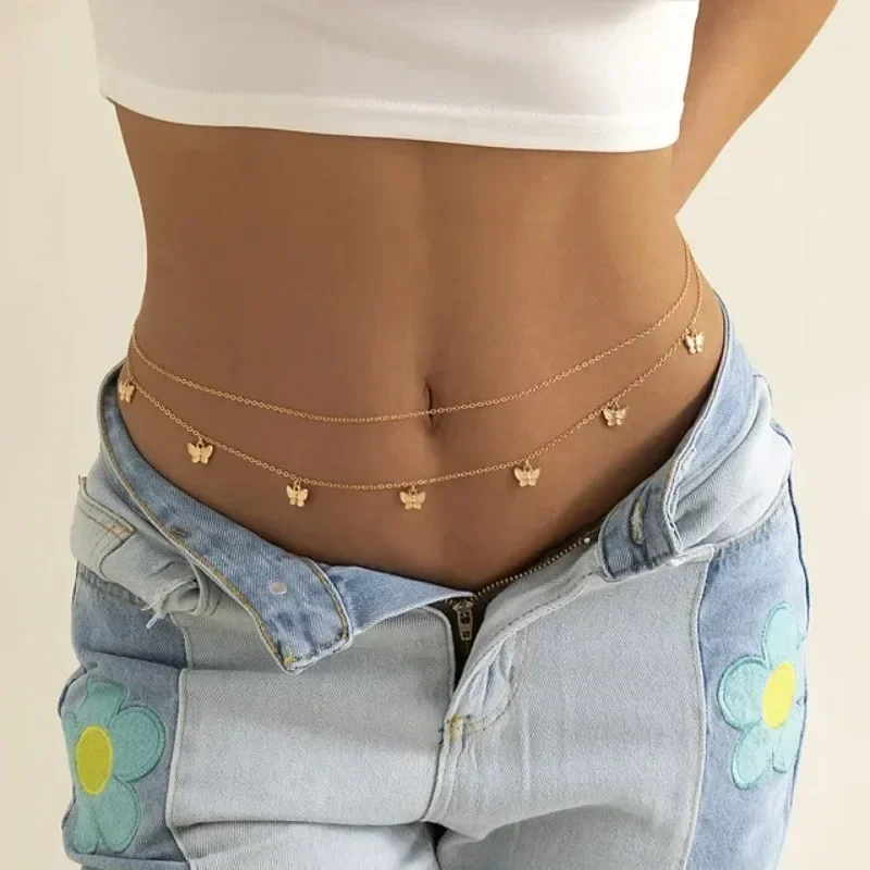 Body Jewelry By The Chain Gang - ใหม่ Charm เซ็กซี่ Double Layer Butterfly