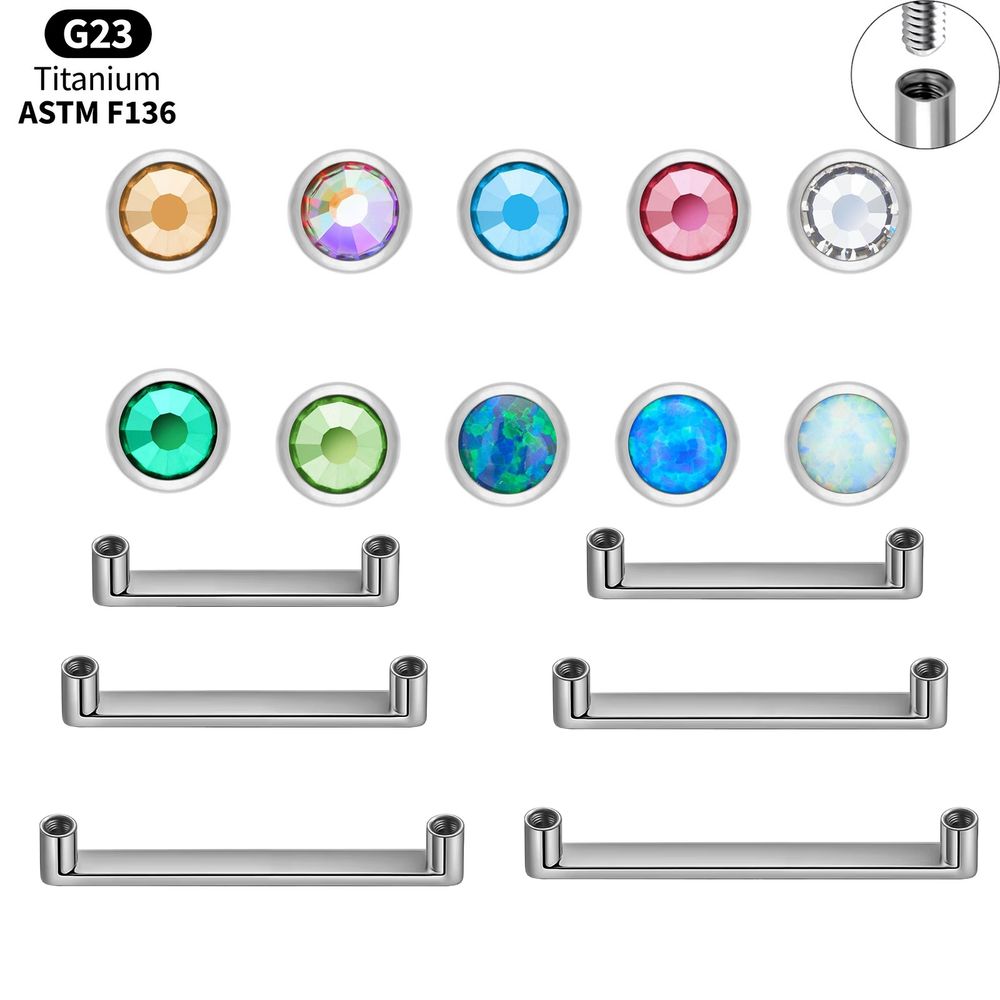 Body Jewelry Dermal - จิวเจาะผิวหนังไทเทเนียม ASTM F136 แบบฐานกลมประดับเพชร CZ ขนาด