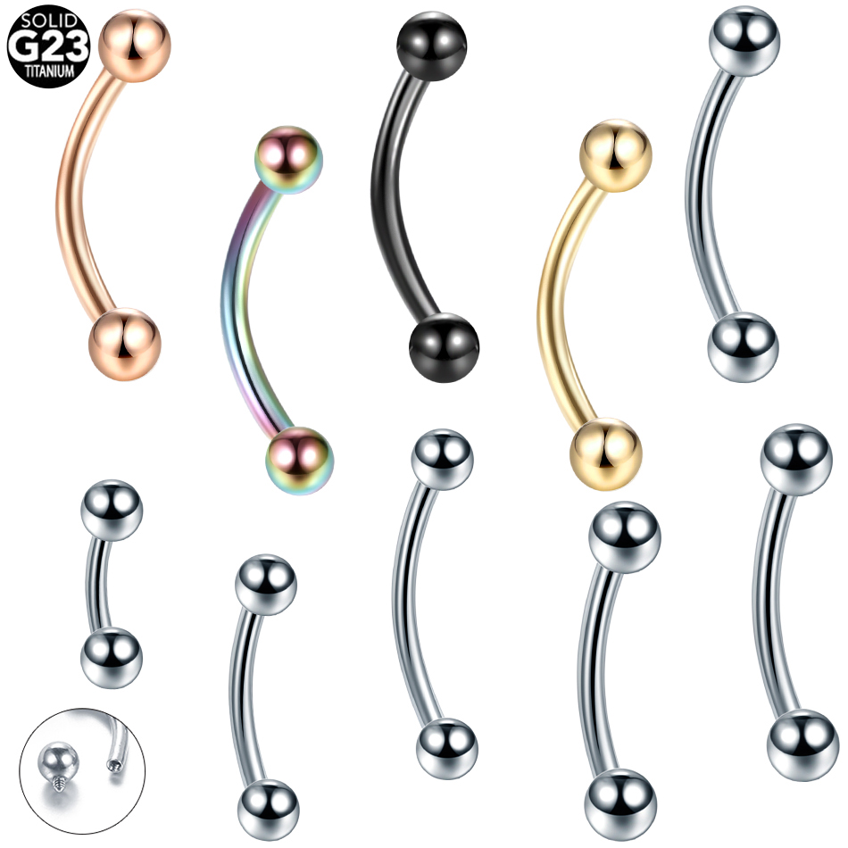 Eyebrow Curved Barbell - 10 ชิ้น/ล็อต G23 ไทเทเนียมคิ้วกล้วยเจาะแหวนโค้ง Barbell แหวน