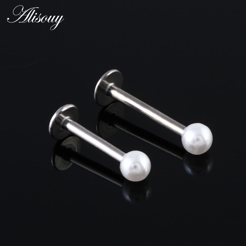 Body Jewelry Hot - Alisouy ขายร้อน 1PC เหล็ก 3 มม.ไข่มุกปลอม
