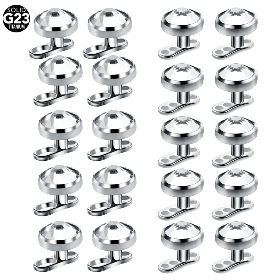 Body Jewelry Dermal - 10 ชิ้น/ล็อตไทเทเนียมMicro Dermal PiercingsชุดDermal Anchorฐานเสื้อSkinner Diver