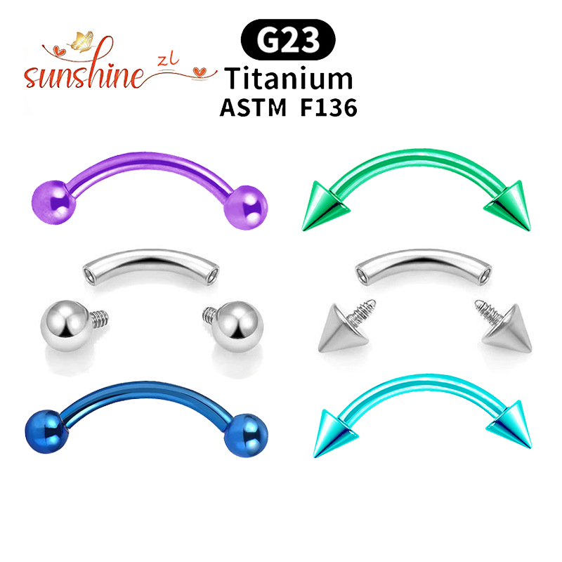 Eyebrow Curved Barbell - 2PCS ด้ายภายใน G23 ไทเทเนียมโค้ง Barbell คิ้ว
