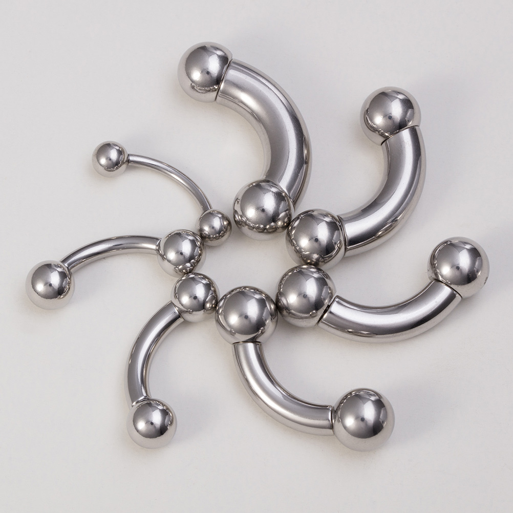 Eyebrow Curved Barbell - 1Pc ขนาดใหญ่ผ่าตัดคิ้วเหล็กผ่าตัด Tragus แหวนต่างหูหัวนมลิ้น PA เจาะเครื่องประดับภายในเกลียวโค้ง