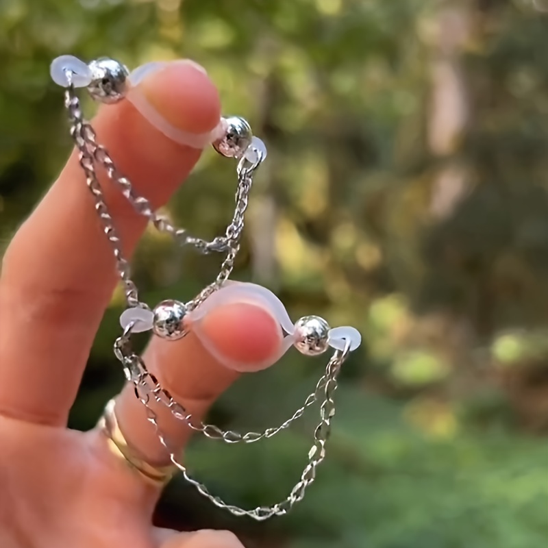 Body Jewelry Nipple Rings - แหวนจุกนมปลอมแบบปรับได้ 1 คู่ - แหวนจุกนมอะคริลิกแบบไม่ต้องเจาะ พร้อมประดับด้วยดีเทลวิบวับ