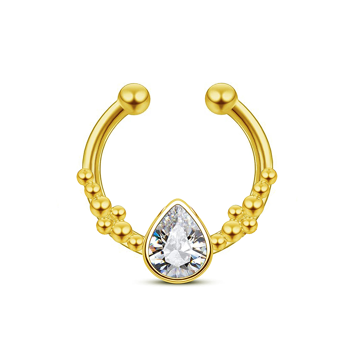 Body Jewelry Nose Ring - แหวนจมูกปลอมรูปเกือกม้าทำจากสเตนเลสสตีลแบบไม่เจาะรูสำหรับผู้หญิงเครื่องประดับเจาะจมูก