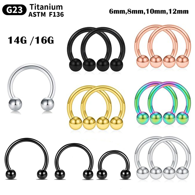 Body Jewelry Nipple Rings - 1/5Pcs ไทเทเนียม Horseshoe Septum แหวนแหวนจมูก Hoop