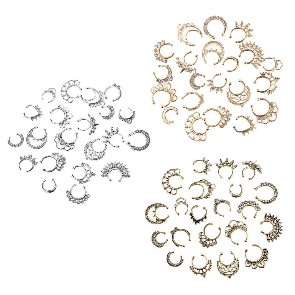 Body Jewelry Hot - ขายร้อน21/3PCS จมูกปลอม Septum แหวนคลิปเครื่องประดับ Faux Hoop