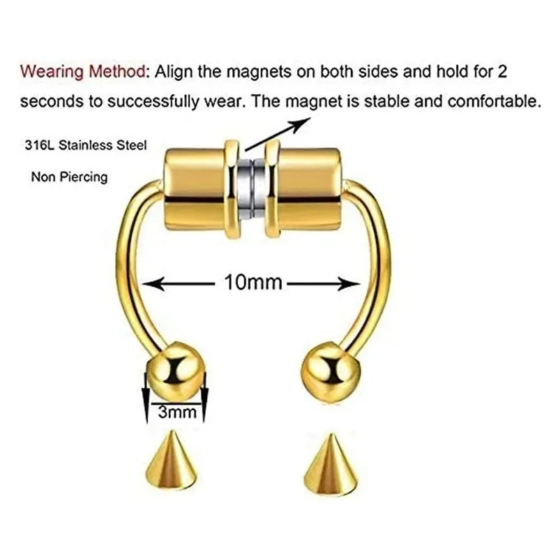 1/2/3 ชิ้น แหวนจมูกแม่เหล็กปลอ - Body Jewelry Nose Ring บทวิจารณ์และราคา