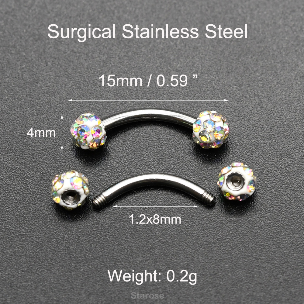 2ชิ้นลูกบอลคริสตัล4มม. แท่งเจา - Nipple Bar Curved บทวิจารณ์และราคา