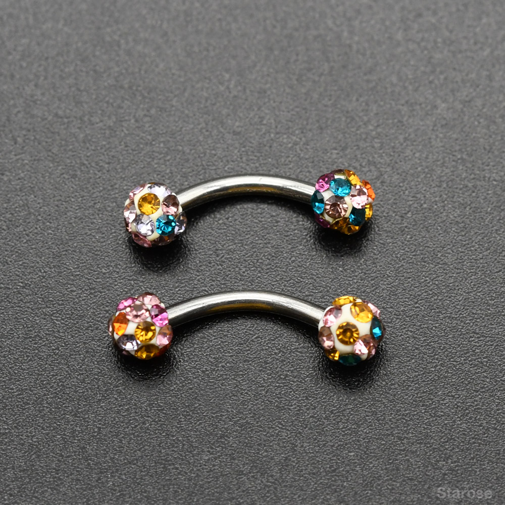 2ชิ้นลูกบอลคริสตัล4มม. แท่งเจา - Nipple Bar Curved บทวิจารณ์และราคา