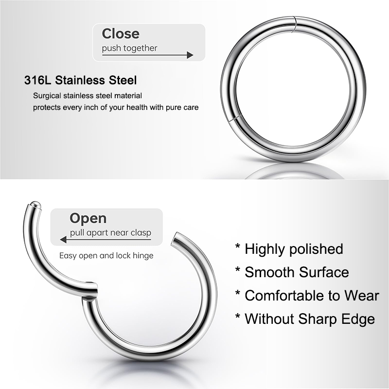 แหวนจมูกแบบคลิกเกอร์ 16G 316L  - Body Jewelry Nose Ring บทวิจารณ์และราคา