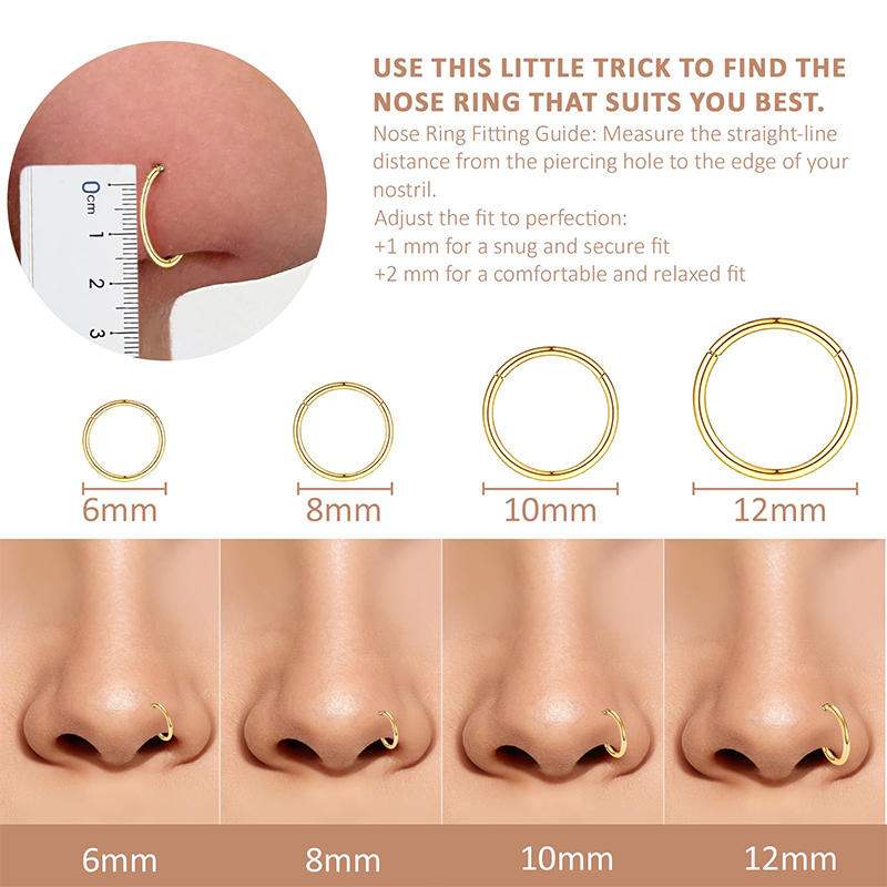 แหวนจมูกแบบคลิกเกอร์ 16G 316L  - Body Jewelry Nose Ring บทวิจารณ์และราคา