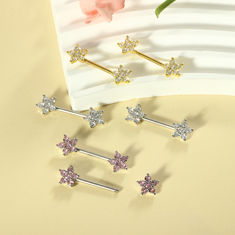 แหวนจิวเจาะหัวนมรูปหัวใจสีชมพู - Body Jewelry Nipple Rings บทวิจารณ์และราคา