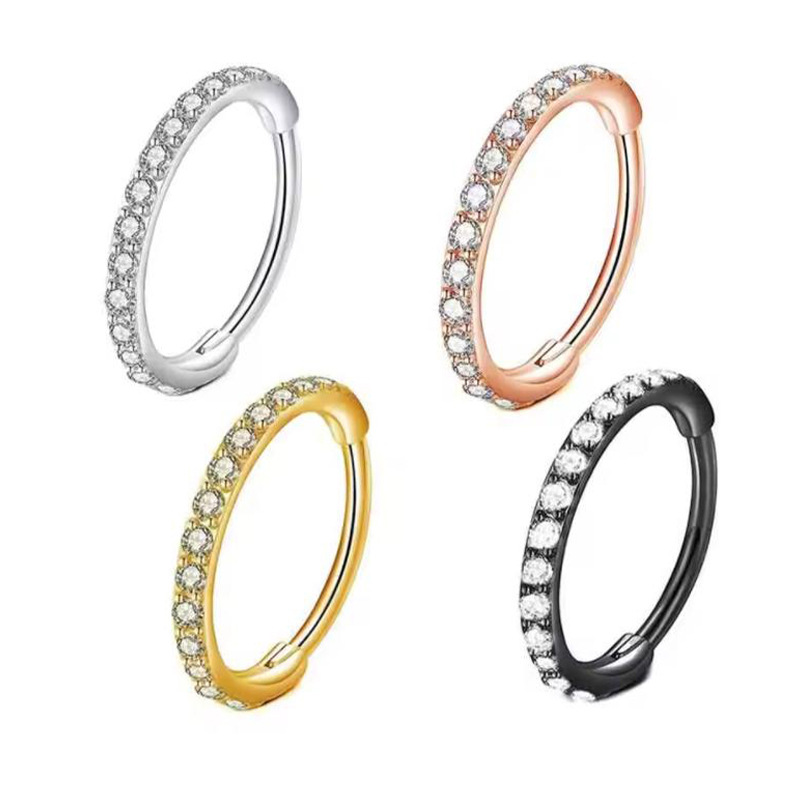 แหวนจมูกใส 16G ประดับเพชร CZ ว - Body Jewelry Nose Ring บทวิจารณ์และราคา