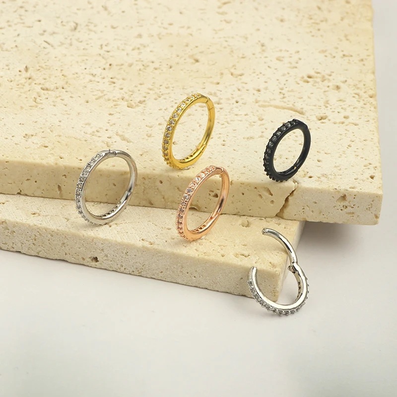 แหวนจมูกใส 16G ประดับเพชร CZ ว - Body Jewelry Nose Ring บทวิจารณ์และราคา