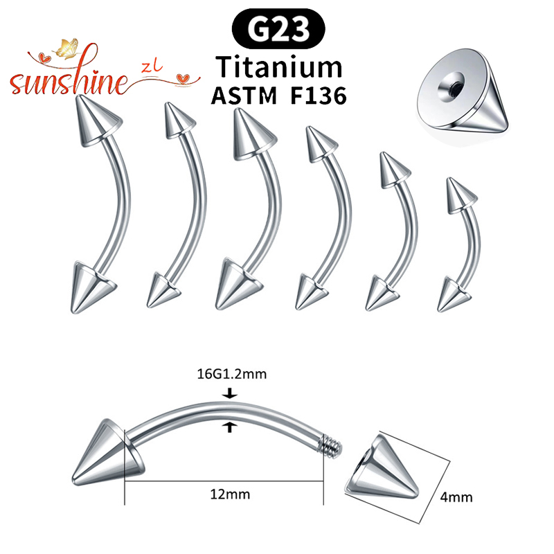 1PC G23 ไทเทเนียม SPIKE โค้ง B - Eyebrow Curved Barbell บทวิจารณ์และราคา