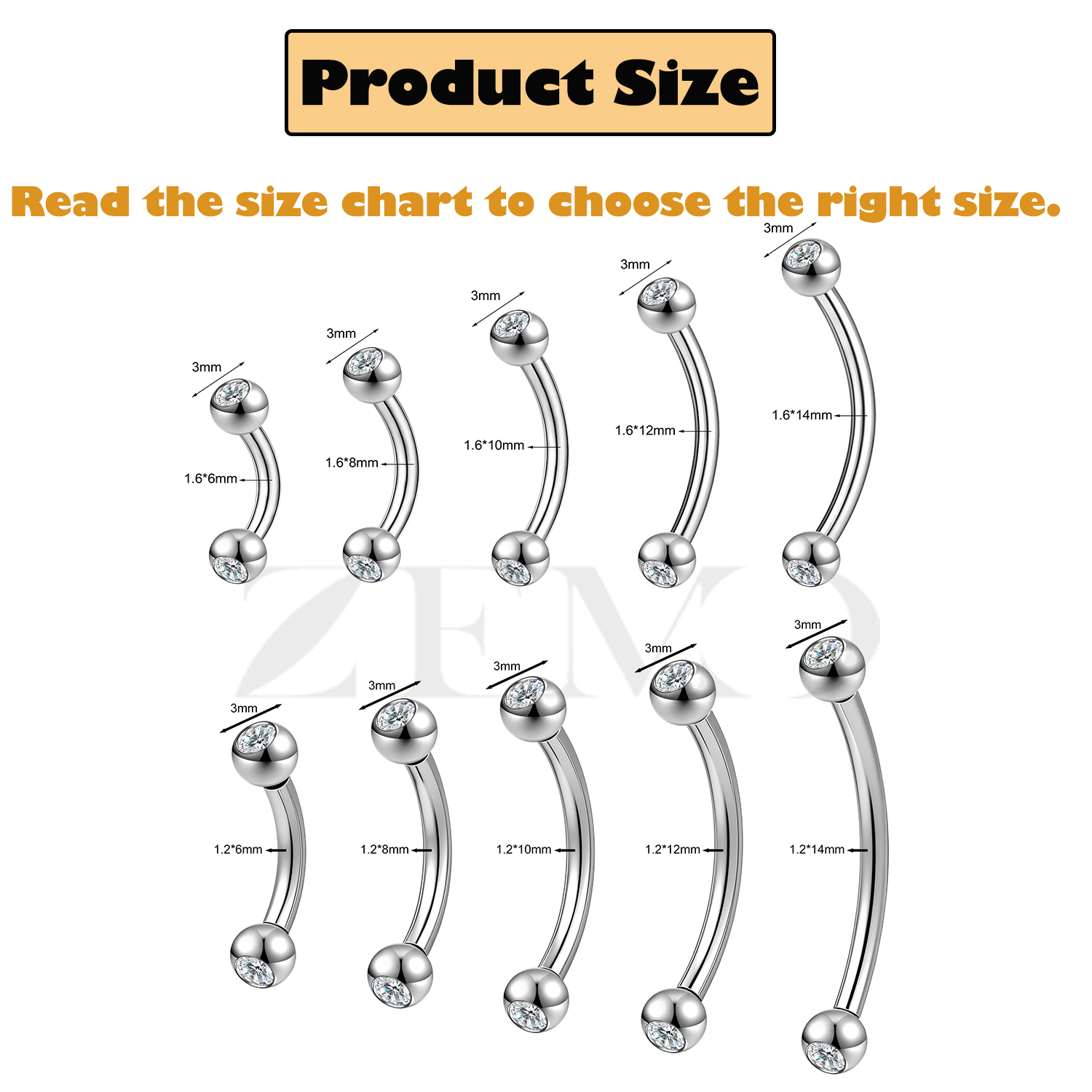 ZEMO 1 ชิ้น 14/16G แหวนสแตนเลส - Eyebrow Curved Barbell บทวิจารณ์และราคา