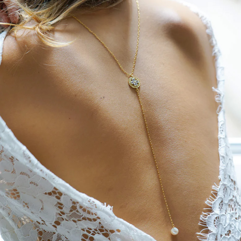 Stonefans ชุดเดรสสายโซ่ไข่มุกด - Body Jewelry For Backless Dress บทวิจารณ์และราคา