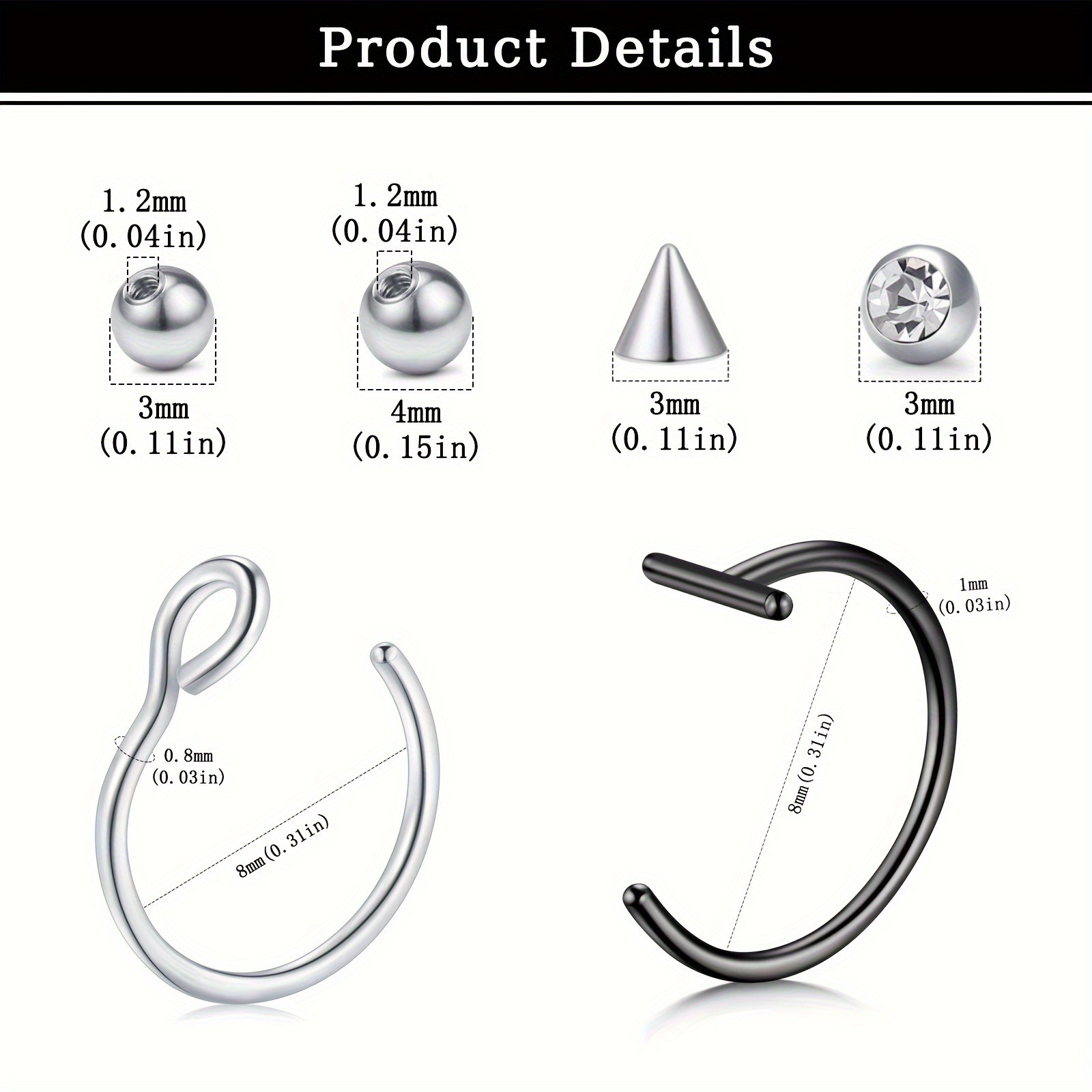 เครื่องประดับเจาะปลอม แหวนเจาะ - Body Jewelry Nose Ring บทวิจารณ์และราคา