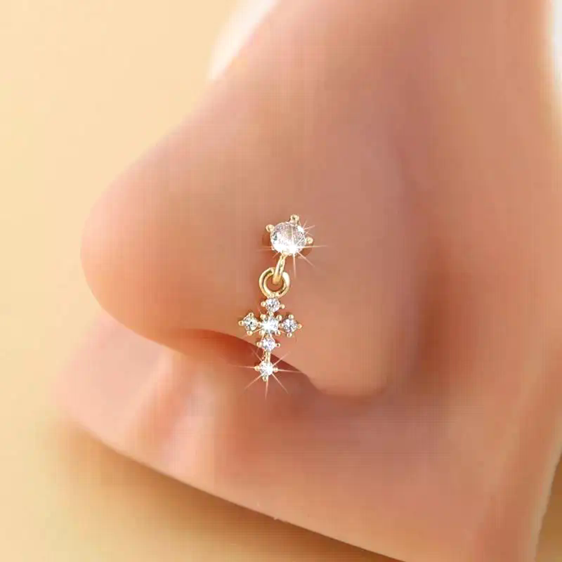จิวจมูกแบบห้อยสำหรับผู้หญิง ปร - Body Jewelry Nose Ring บทวิจารณ์และราคา