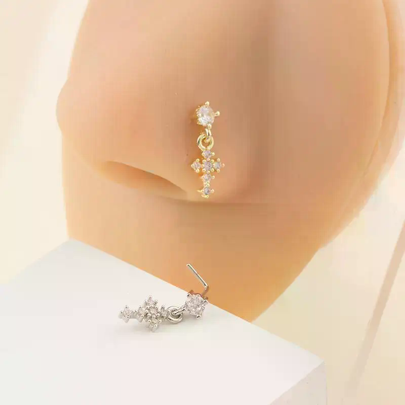 จิวจมูกแบบห้อยสำหรับผู้หญิง ปร - Body Jewelry Nose Ring บทวิจารณ์และราคา