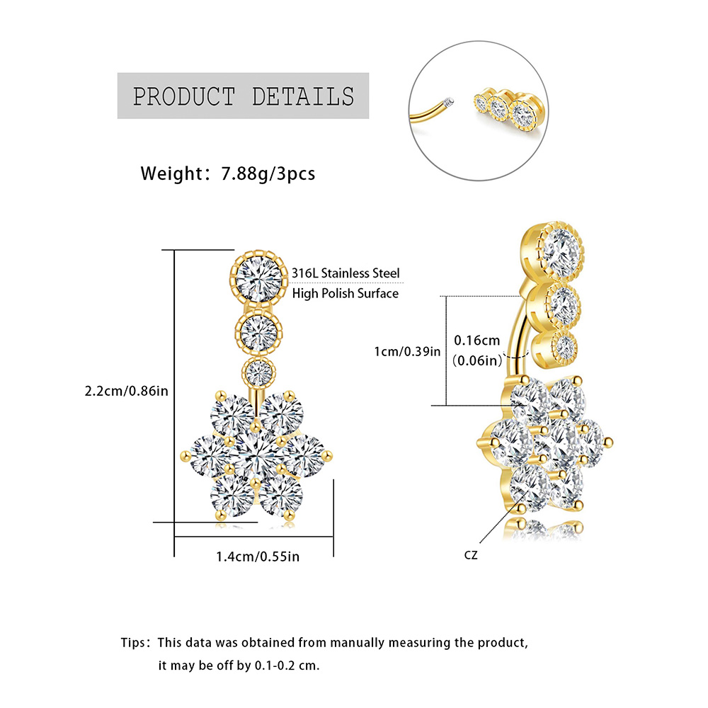 แหวนสะดือสแตนเลส รูปทรงกลีบดอก - Body Jewelry Urban บทวิจารณ์และราคา
