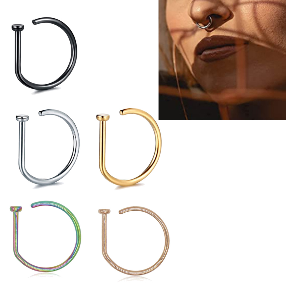 1PC ชายหญิงแหวนจมูกปลอม D รูปร - Body Jewelry Nose Ring บทวิจารณ์และราคา