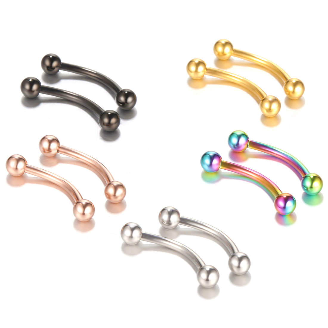 20ชิ้น/เซ็ตห่วงเจาะคิ้วกล้วยเห - Eyebrow Curved Barbell บทวิจารณ์และราคา