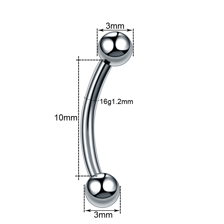 จิวเจาะคิ้วไทเทเนียม 1 ชิ้น แบ - Eyebrow Curved Barbell บทวิจารณ์และราคา