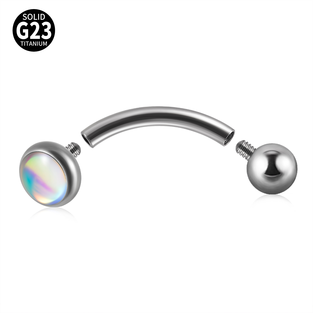 1PC G23 TItanium 16G แฟลชอัญมณ - Eyebrow Curved Barbell บทวิจารณ์และราคา