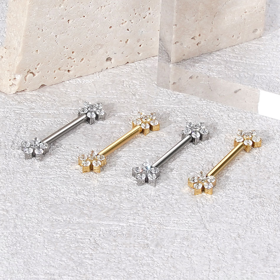 ต่างหูเจาะหัวนมไทเทเนียมรูปดอก - Body Jewelry Nipple Rings บทวิจารณ์และราคา