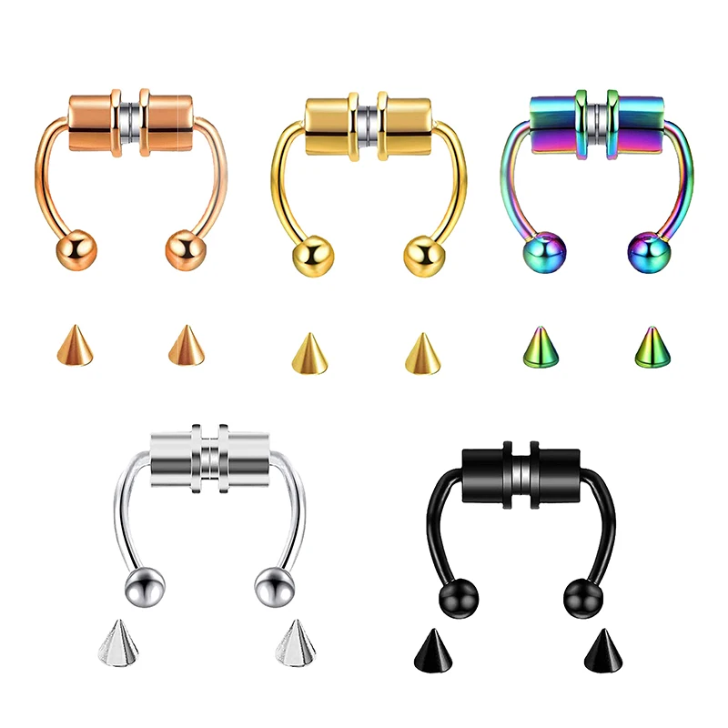 ปลอมเจาะแหวนจมูก Hoop Septum ไ - Body Jewelry Nose Ring บทวิจารณ์และราคา