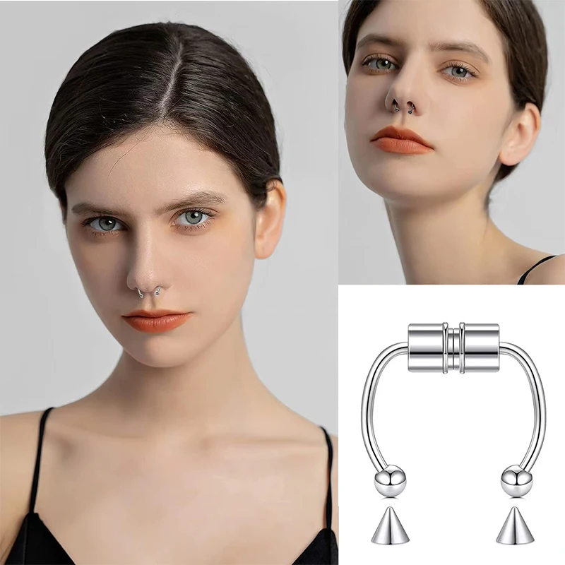 ปลอมเจาะแหวนจมูก Hoop Septum ไ - Body Jewelry Nose Ring บทวิจารณ์และราคา
