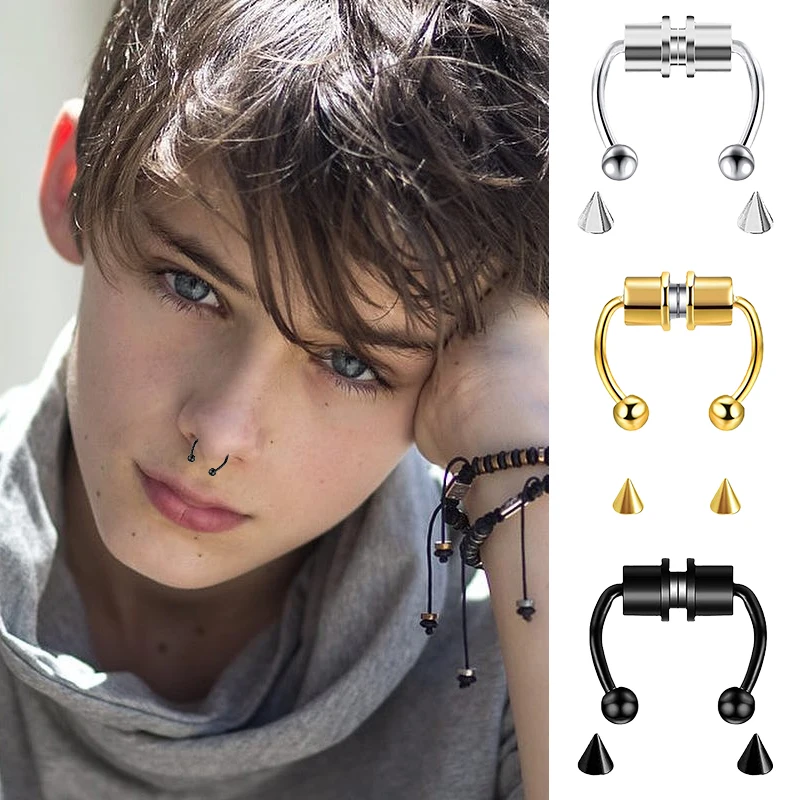 ปลอมเจาะแหวนจมูก Hoop Septum ไ - Body Jewelry Nose Ring บทวิจารณ์และราคา