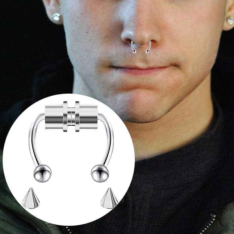 ปลอมเจาะแหวนจมูก Hoop Septum ไ - Body Jewelry Nose Ring บทวิจารณ์และราคา