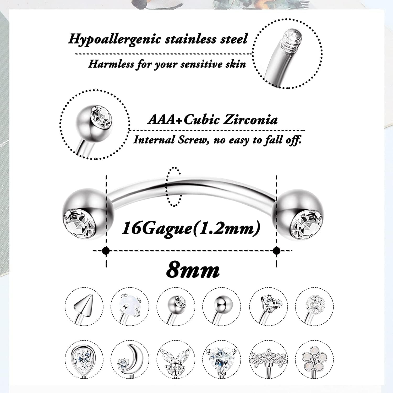 Bobisty 1PC สแตนเลสสตีลโค้ง Ba - Eyebrow Curved Barbell บทวิจารณ์และราคา
