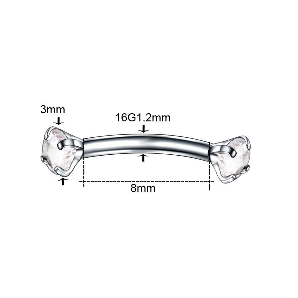 1PC เหล็กโค้ง Barbell Piercing - Eyebrow Curved Barbell บทวิจารณ์และราคา