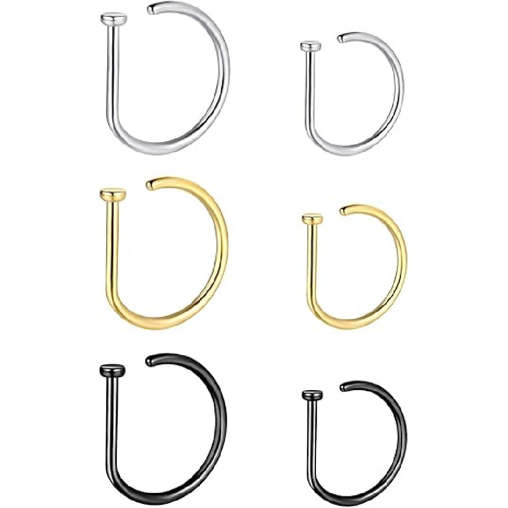 ชุดแหวนจมูกปลอมรูปตัว D แบบไม่ - Body Jewelry Nose Ring บทวิจารณ์และราคา