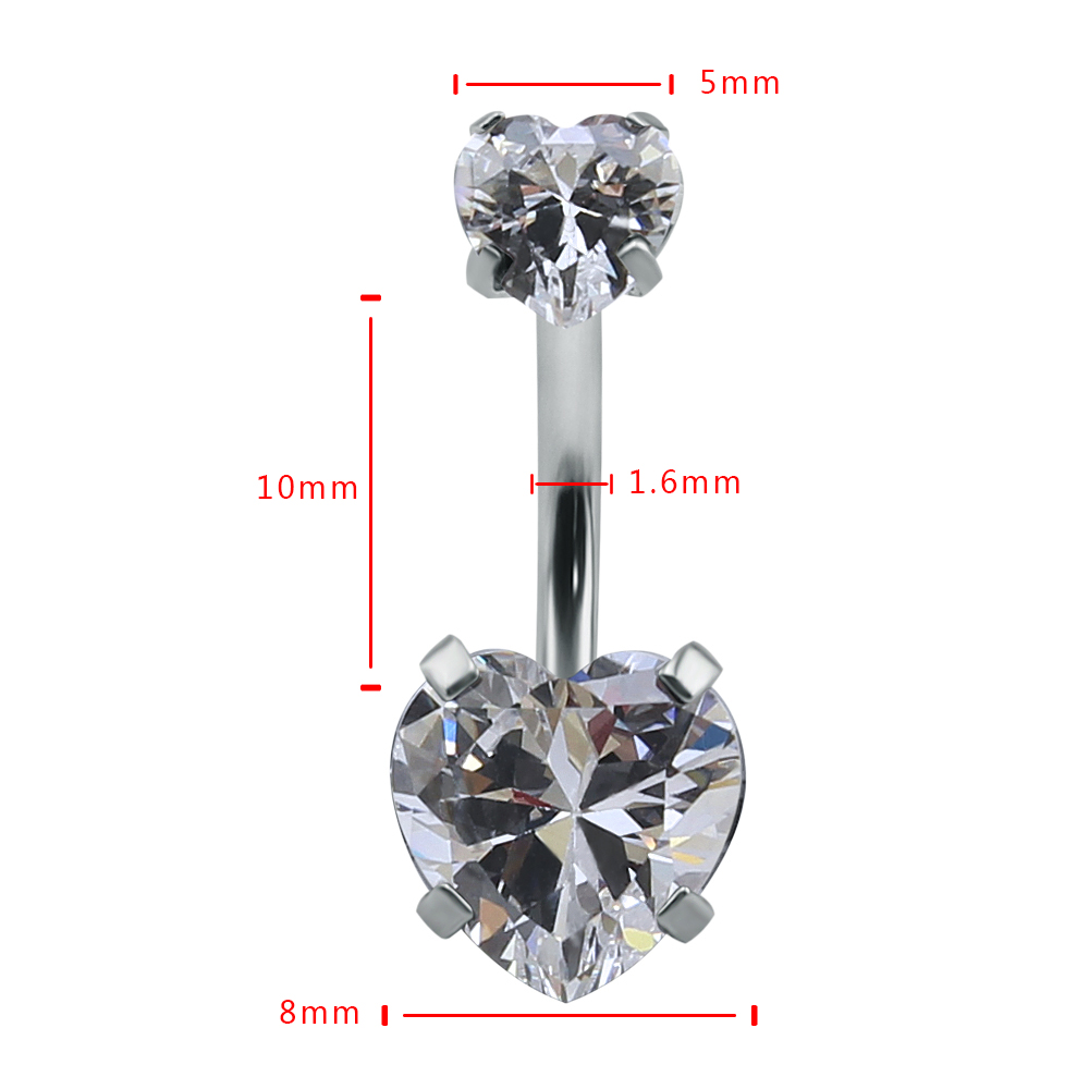 หัวใจคริสตัลแหวนหน้าท้อง 14G B - Body Jewelry Hot บทวิจารณ์และราคา