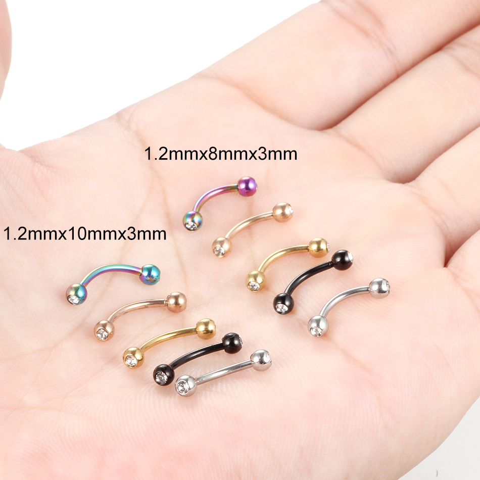 ต่างหูกล้วยเจาะคิ้วคริสตัลสเตน - Eyebrow Curved Barbell บทวิจารณ์และราคา