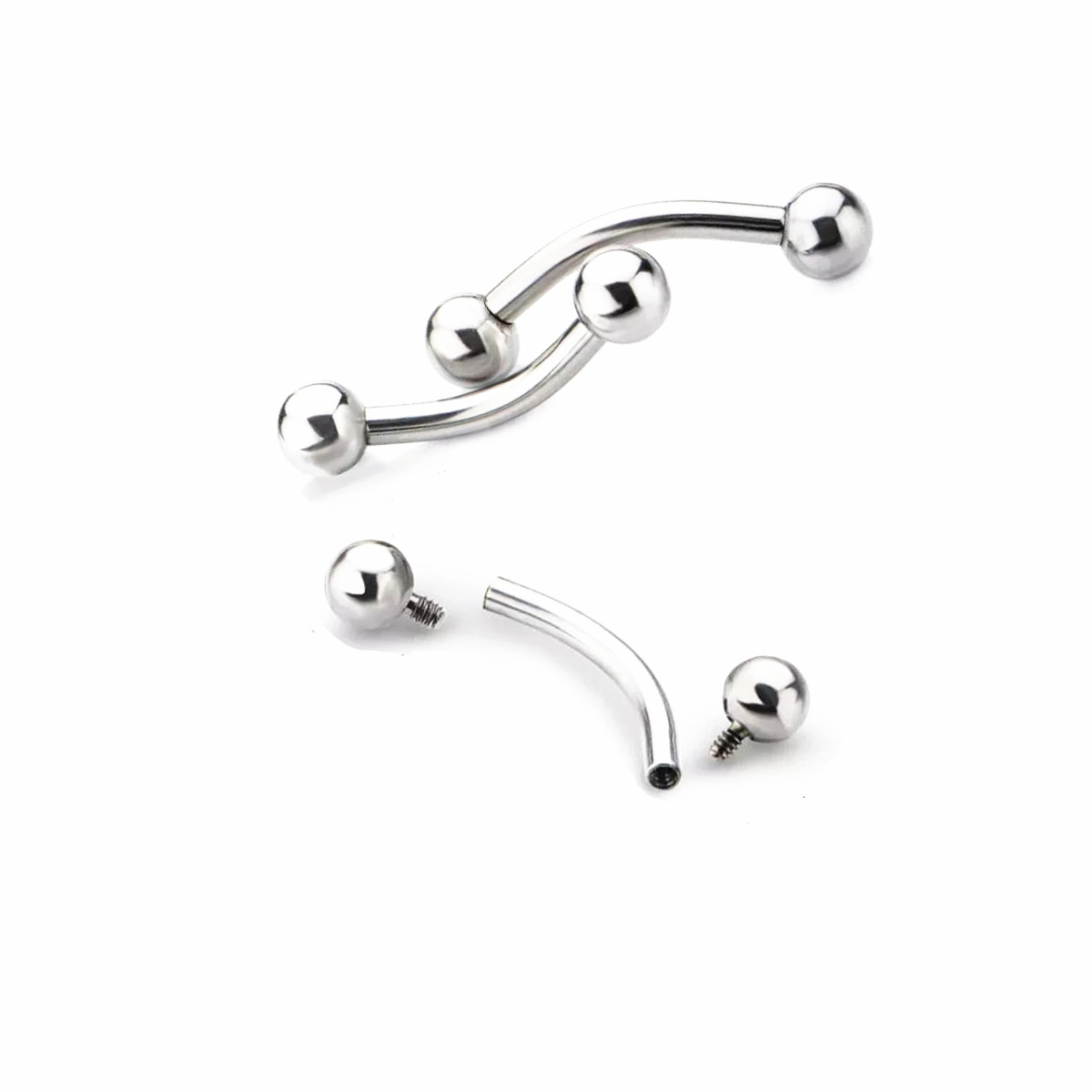 10 Pcs ASTM F136 ไทเทเนียม 14G - Eyebrow Curved Barbell บทวิจารณ์และราคา