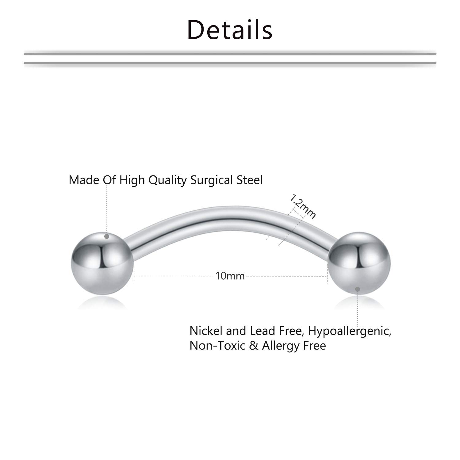 คีมหนีบบาร์เบลล์สแตนเลส2ชิ้นตั - Eyebrow Curved Barbell บทวิจารณ์และราคา