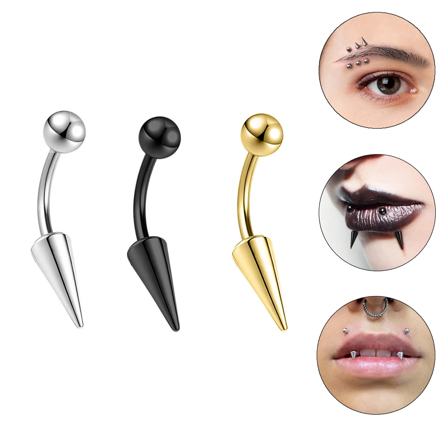 1PC 16G ยาว SPIKE สะพานสแตนเลส - Eyebrow Curved Barbell บทวิจารณ์และราคา