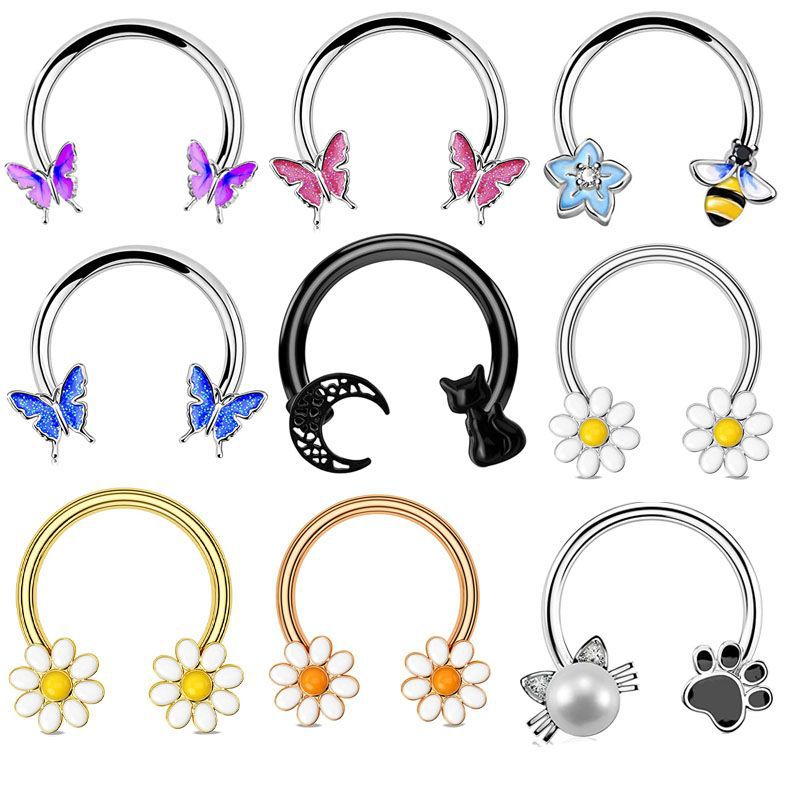 แหวนเจาะจมูก 16G แบบวงแหวน ทำจ - Body Jewelry Nose Ring บทวิจารณ์และราคา