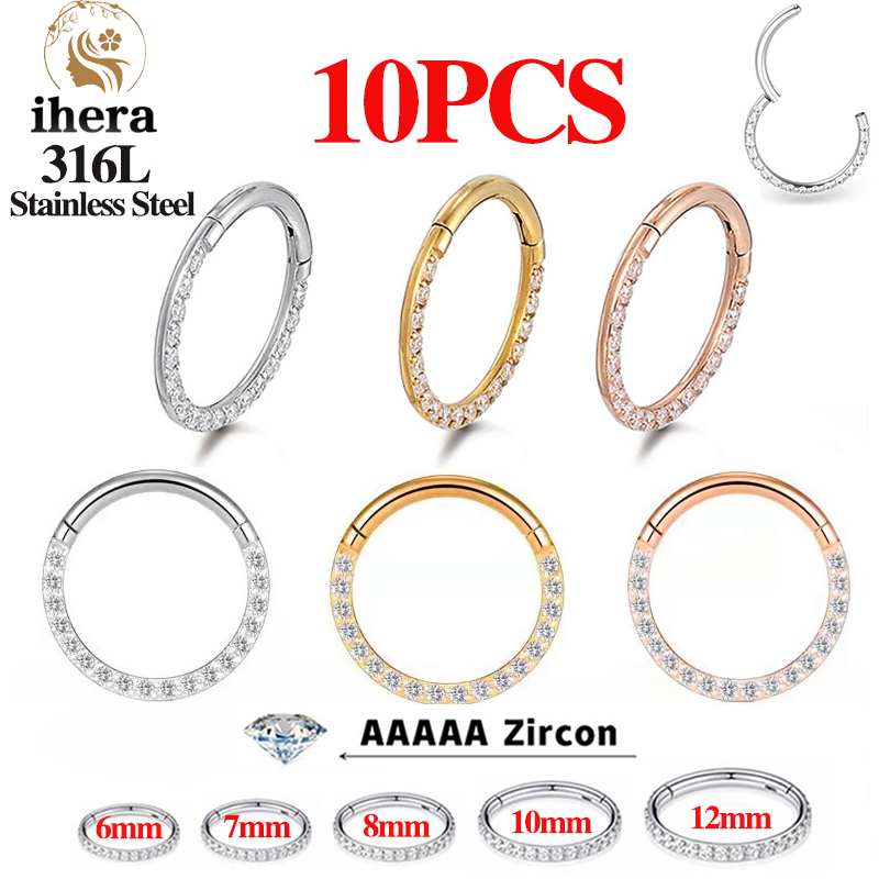 1/10 ชิ้น ต่างหูสแตนเลสแบบคลิก - Body Jewelry Nose Ring บทวิจารณ์และราคา