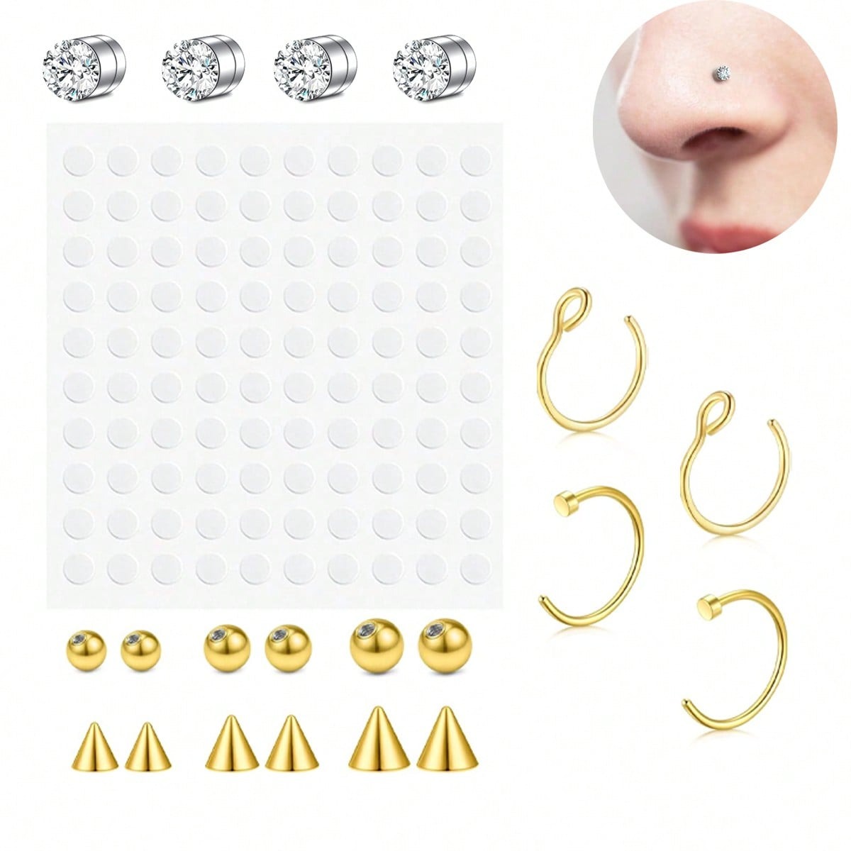แหวนจมูกปลอม แหวนเจาะจมูกปลอมส - Body Jewelry Nose Ring บทวิจารณ์และราคา