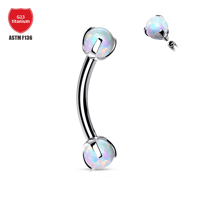 จิวเจาะคิ้วโอปอลไทเทเนียมแบบโค - Eyebrow Curved Barbell บทวิจารณ์และราคา